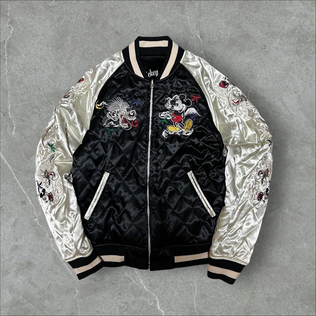 Disney ミッキーマウス 豪華刺繍 リバーシブル スタジャン M ミッキー