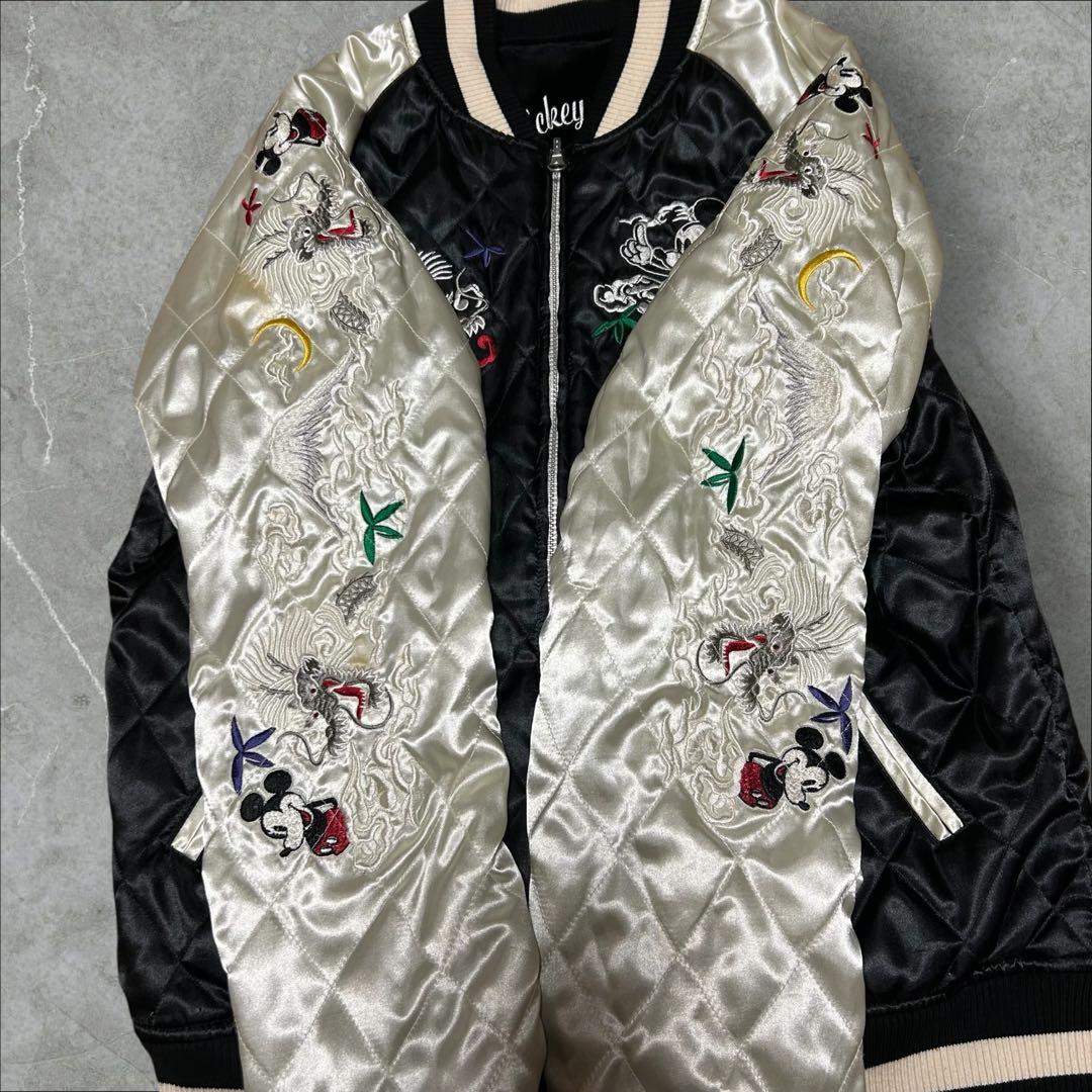 Disney ミッキーマウス 豪華刺繍 リバーシブル スタジャン M ミッキー