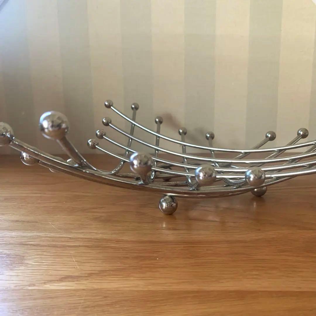 ビンテージ レトロ ミッドセンチュリー スペースエイジ 三角形 ステンレス かご