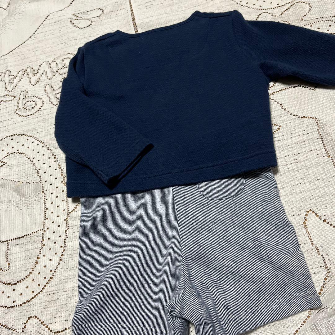 専用☆美品☆ファミリア☆ネイビー トップス　オーバーオール ☆80