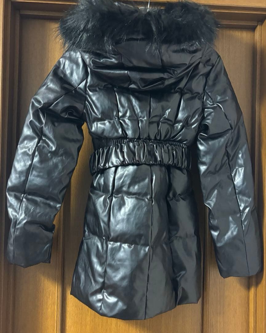 前*央様 GDベルト付きフェイクレザーロングダウンコート