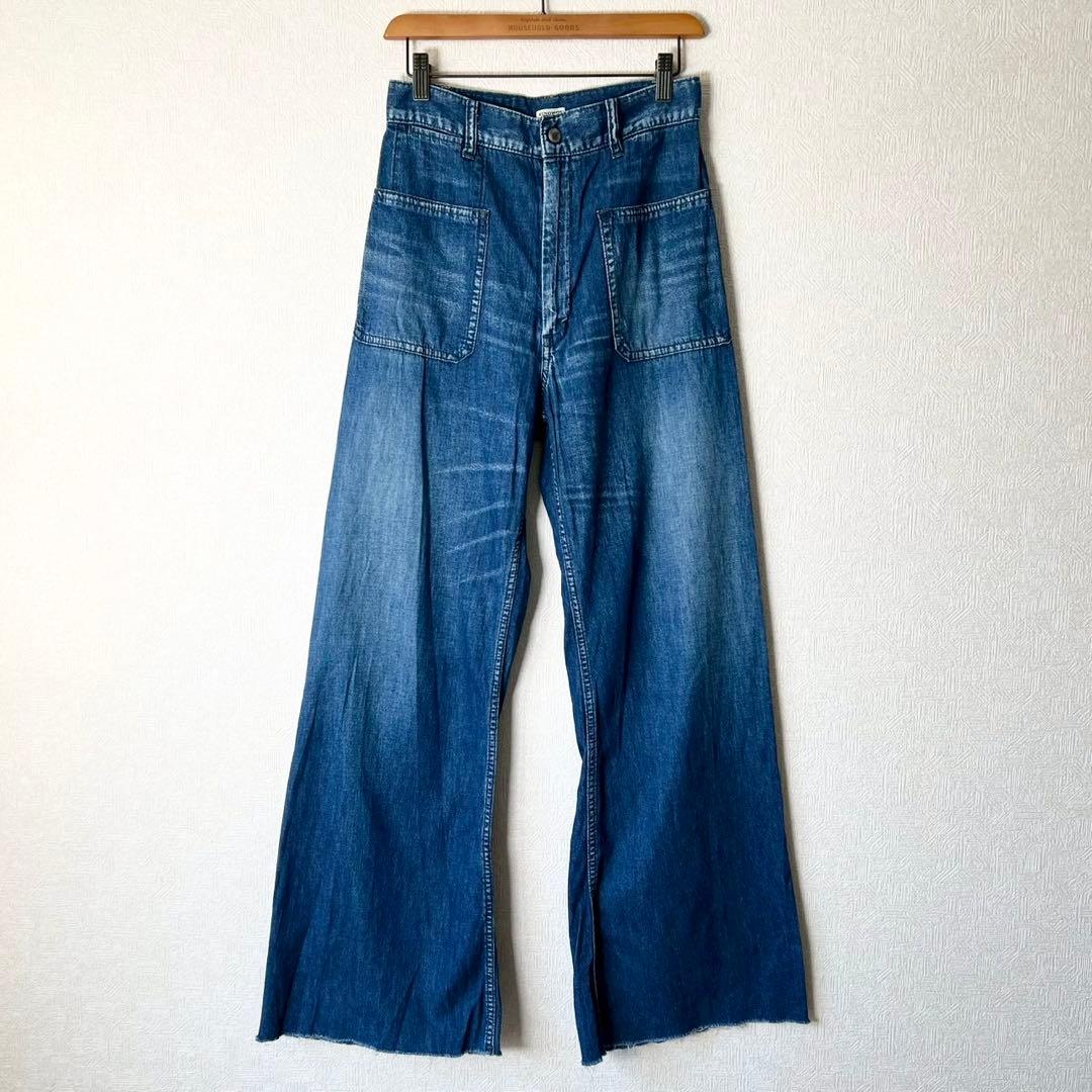 67NOWOS ワイドデニムパンツ カットオフ フレア