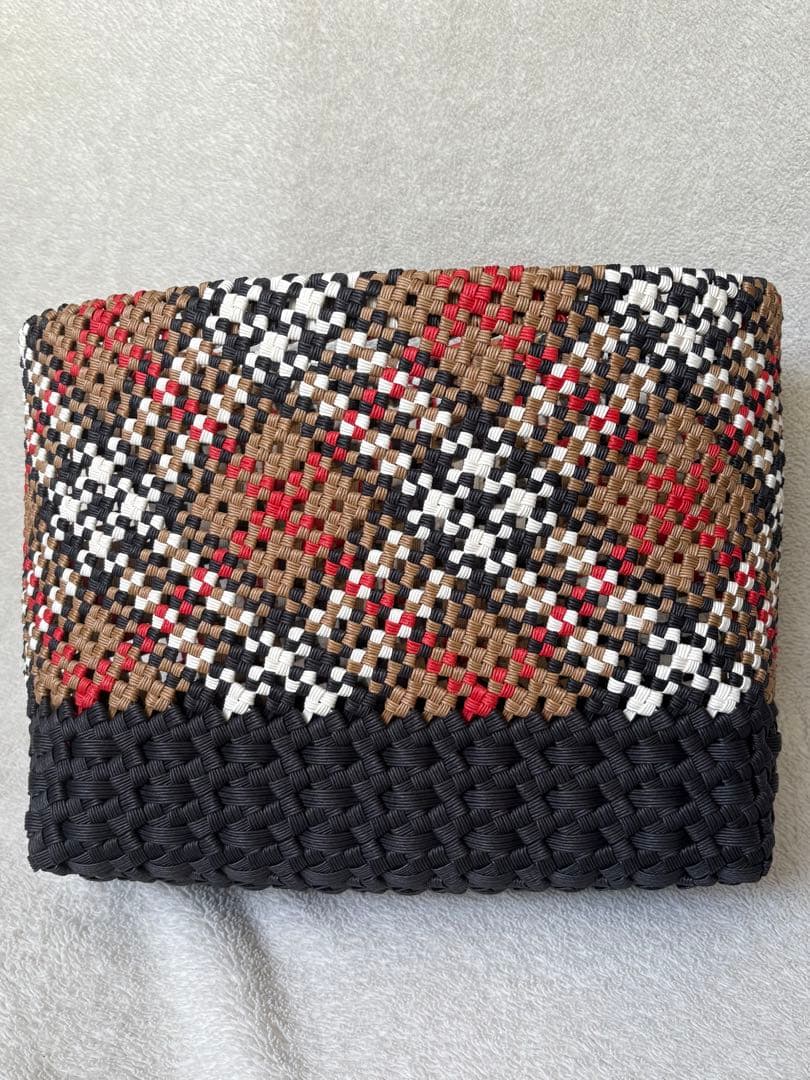 ちかこ　切替チェックのかごバッグ　3点