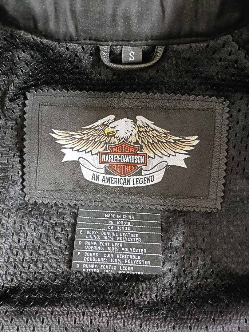 ハーレー本革ブラックレザーシングルライダースジャケットS(日本のM〜Lサイズ程)