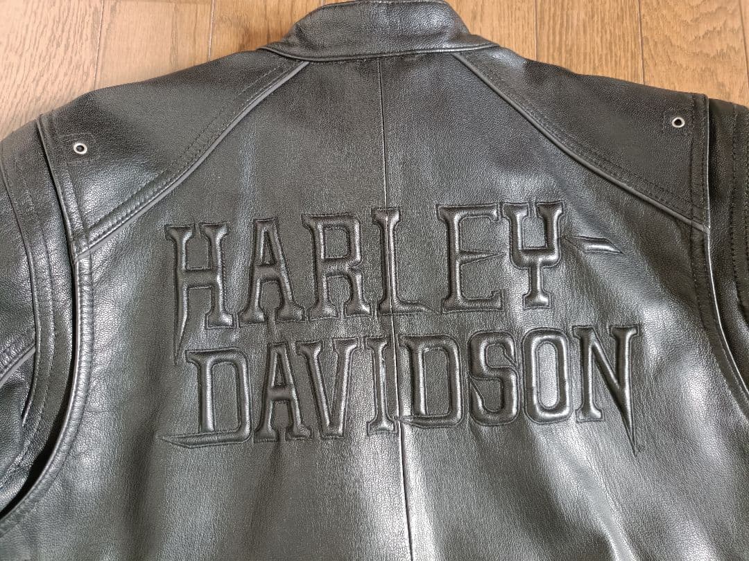 ハーレー本革ブラックレザーシングルライダースジャケットS(日本のM〜Lサイズ程)