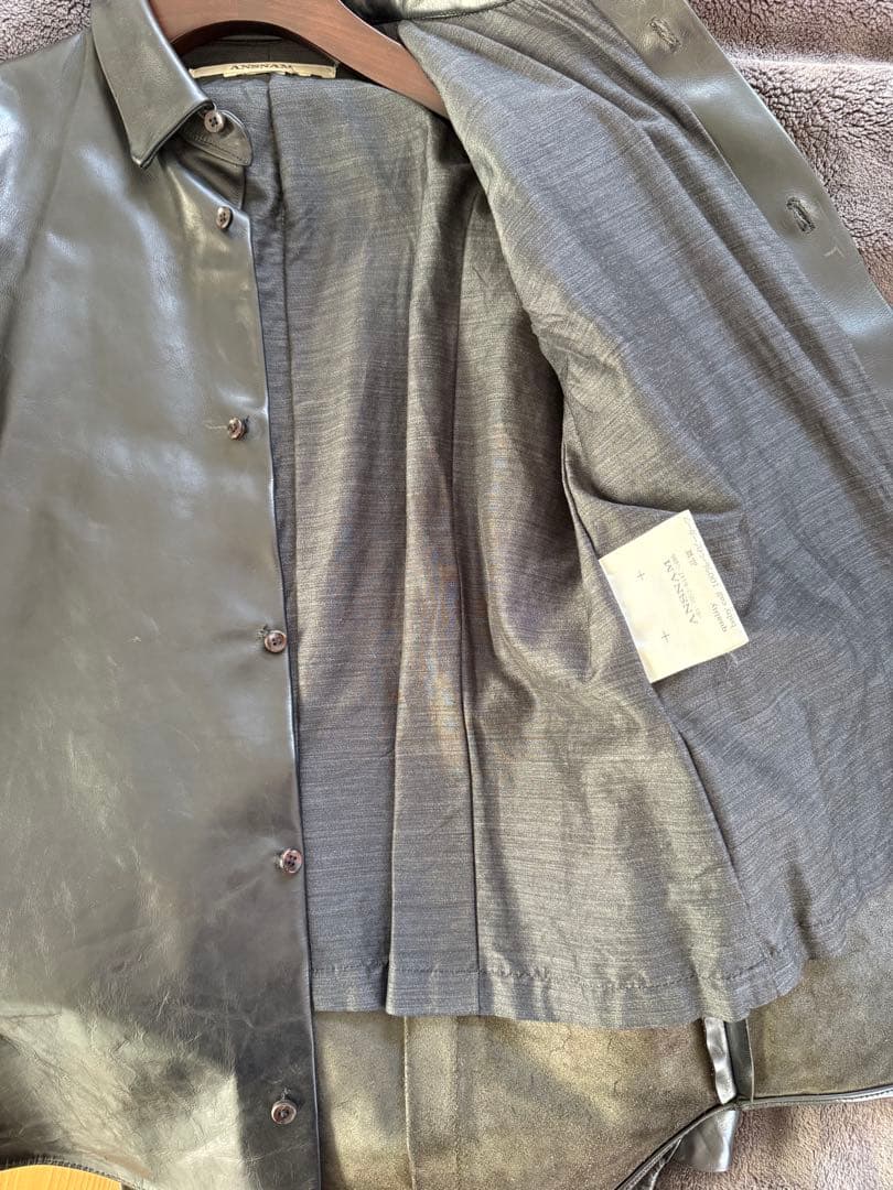 ANSNAM GUIDIレザーシャツ　黒 アンスナム