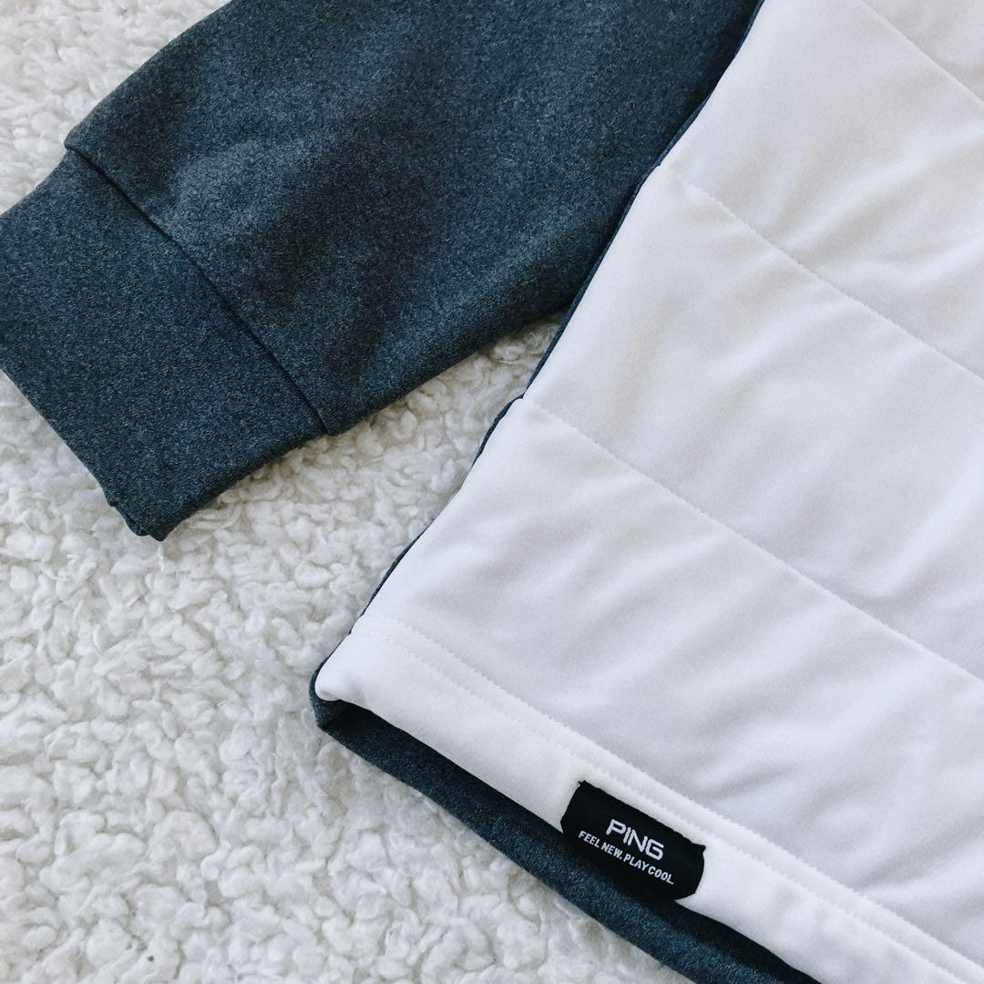 【新品】PING 2024年　キルティング ハーフジップシャツ　ホワイト　3L