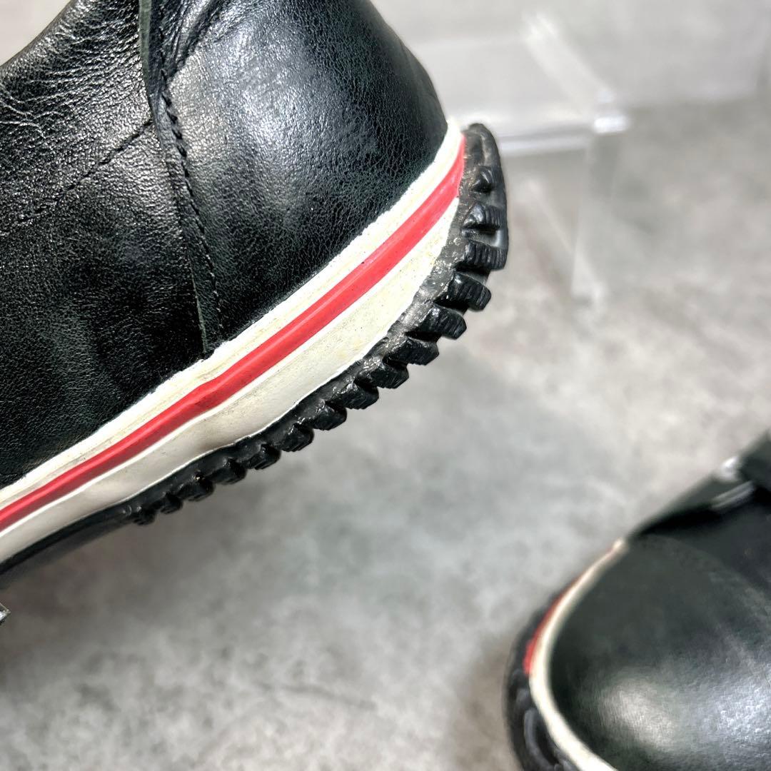 未使用級【スピングルムーブ】スニーカー/カンガルーレザー/ブラック/サイドライン