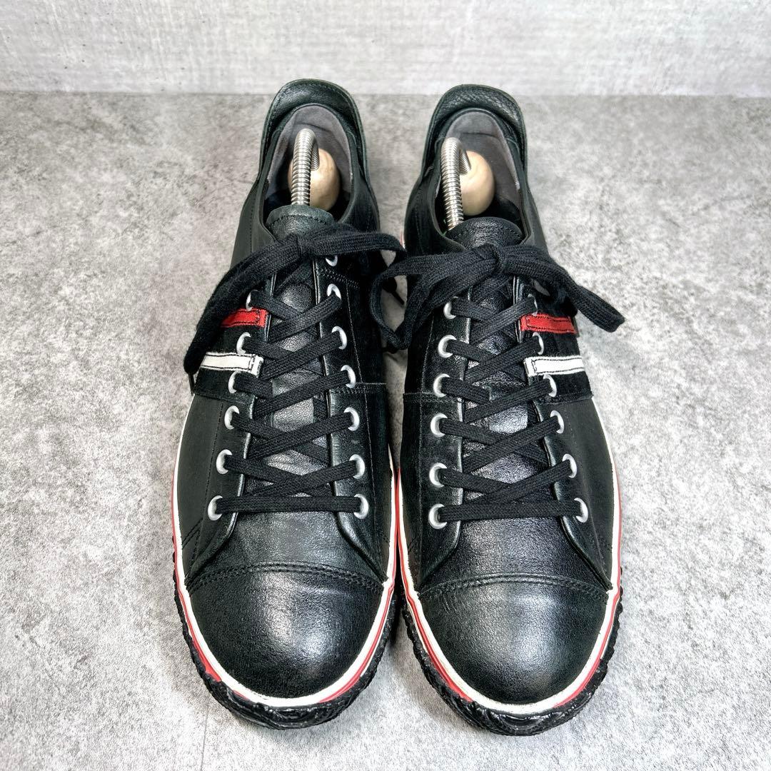 未使用級【スピングルムーブ】スニーカー/カンガルーレザー/ブラック/サイドライン