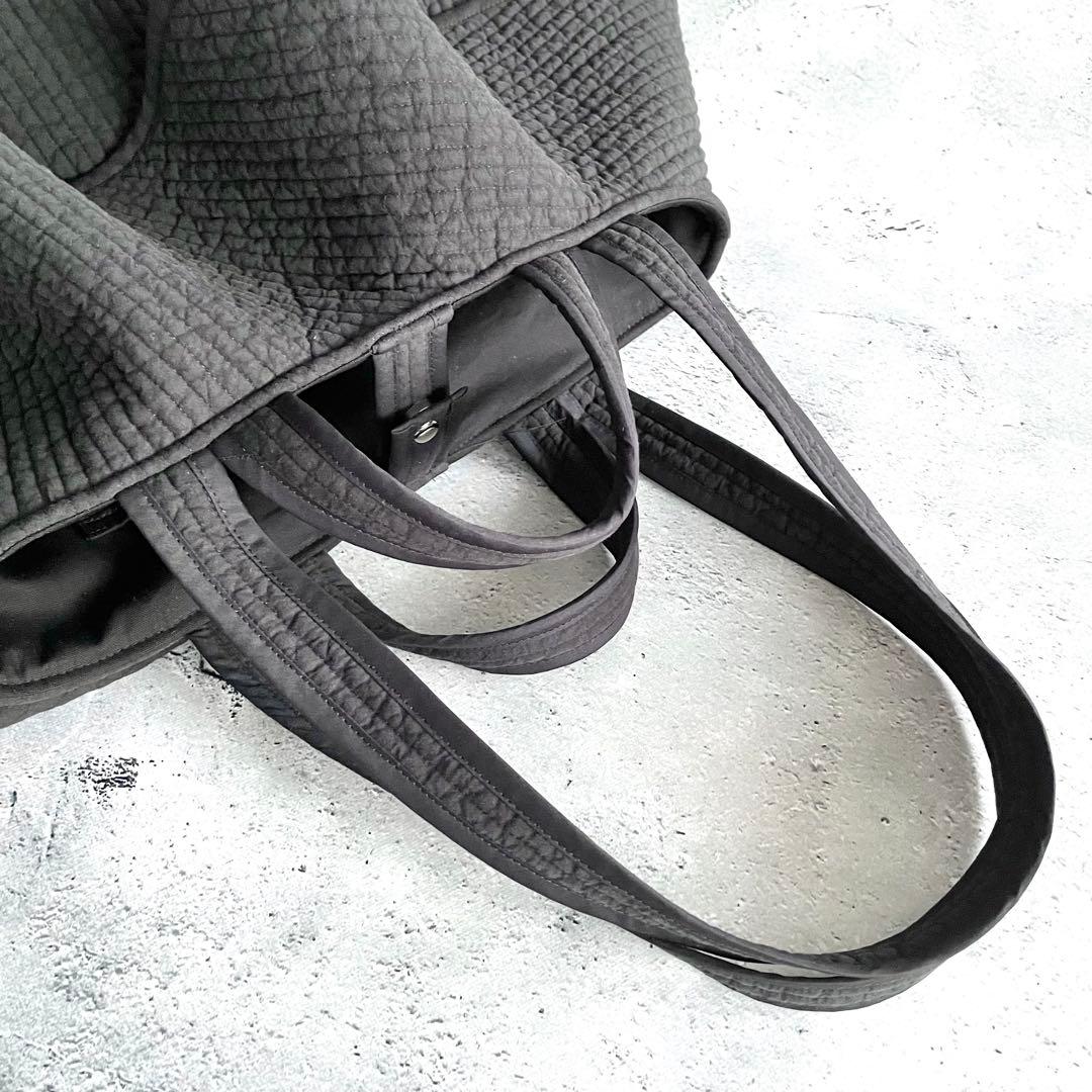 フレアフリル付きトートバッグ（L）　2way ヌビバッグ　ブラック　ハンドメイド