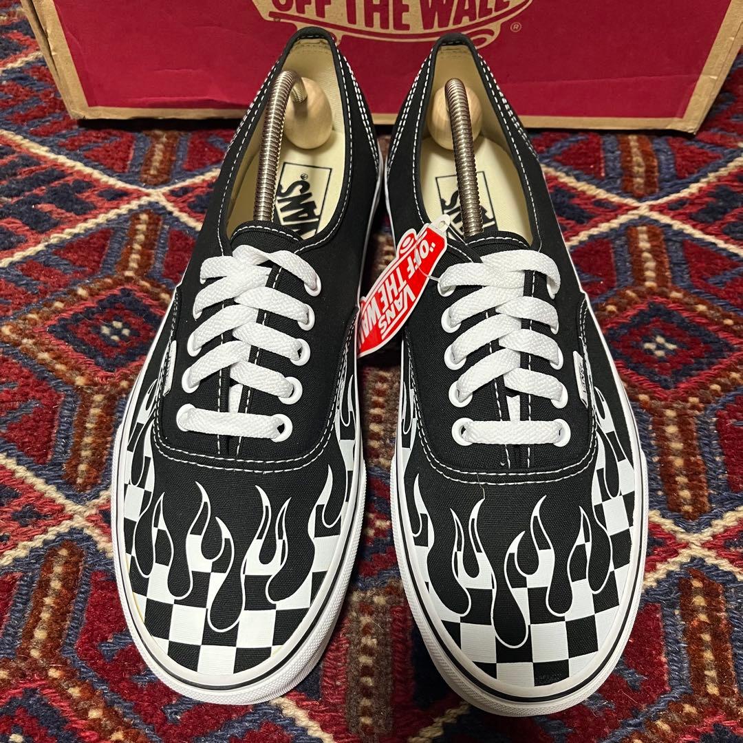 靴 VANS AUTHENTIC CHECKER FLAME BLACK