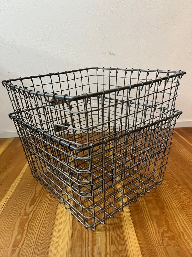 ビンテージ　メタル　ワイヤー　バスケット　2個セット　アンティーク