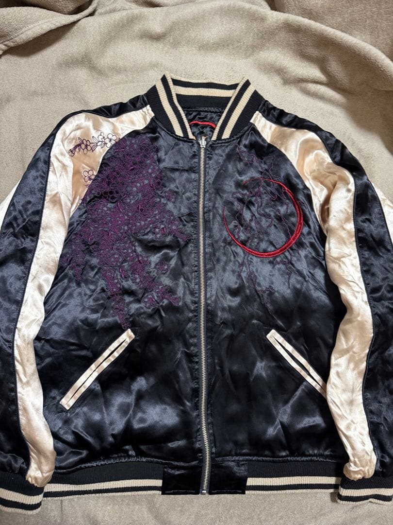 美品 ２面用 絡繰魂 騎手 馬 日本限定 スカジャン vintage レーヨン