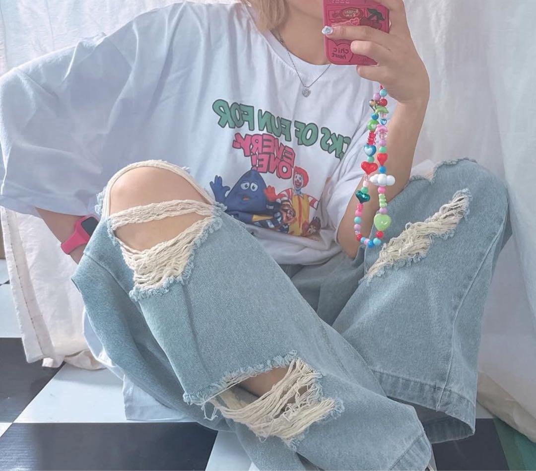 新品　link@ リンクアット　マックスダメージデニム　ディズニーコーデにも