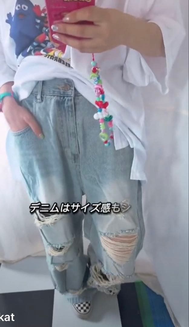 新品　link@ リンクアット　マックスダメージデニム　ディズニーコーデにも