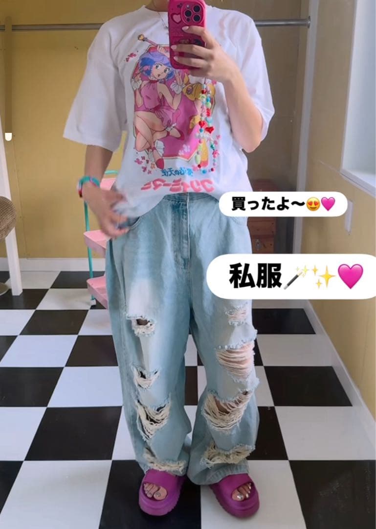 新品　link@ リンクアット　マックスダメージデニム　ディズニーコーデにも