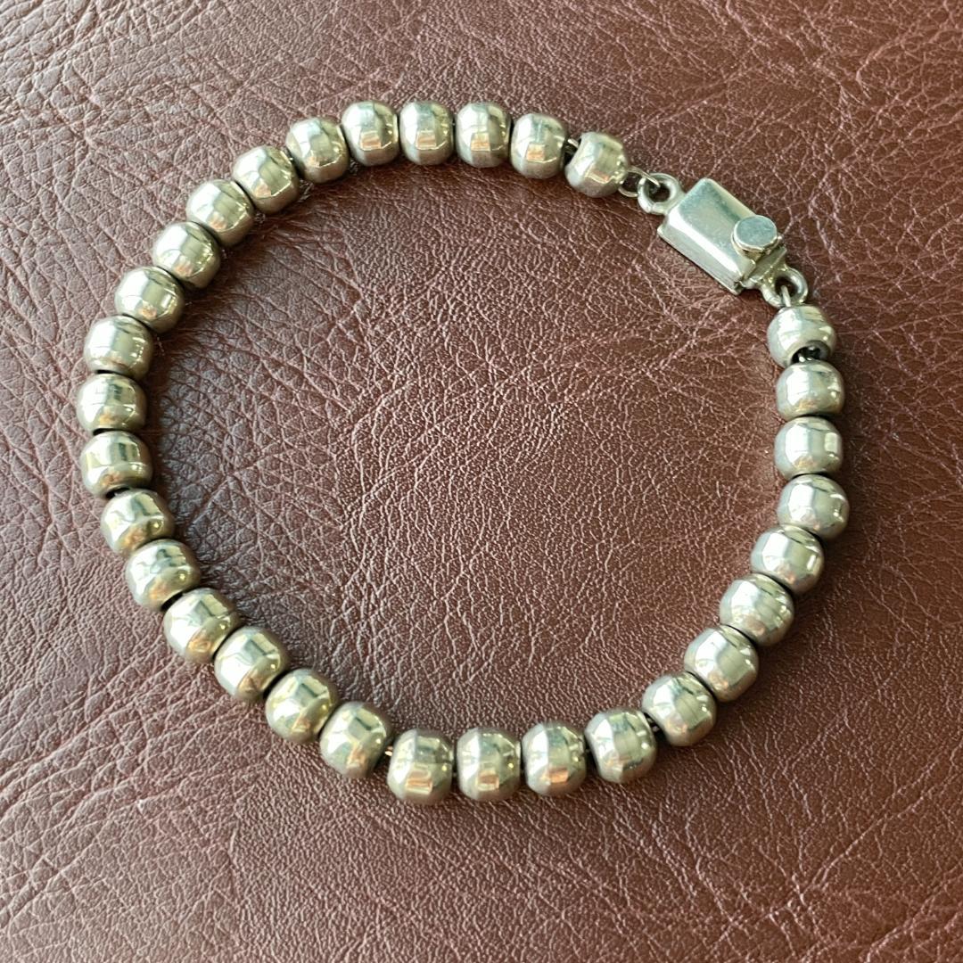 ビンテージシルバー925 ボール ビーズブレスレット メキシコ製 メンズ 希少