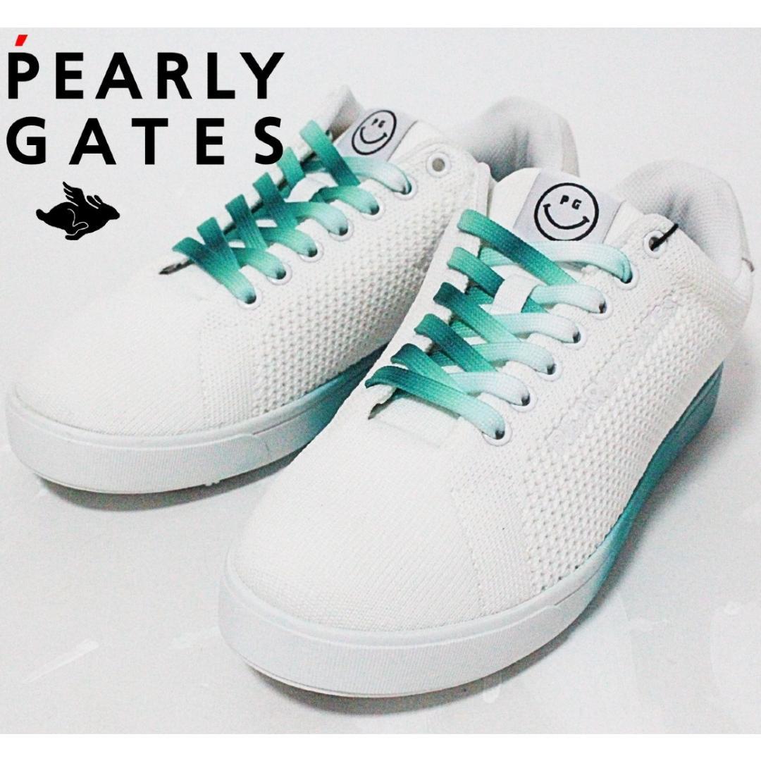 新品箱付 パーリーゲイツ スマイルニット ローカットシューズ 23.5cm 白