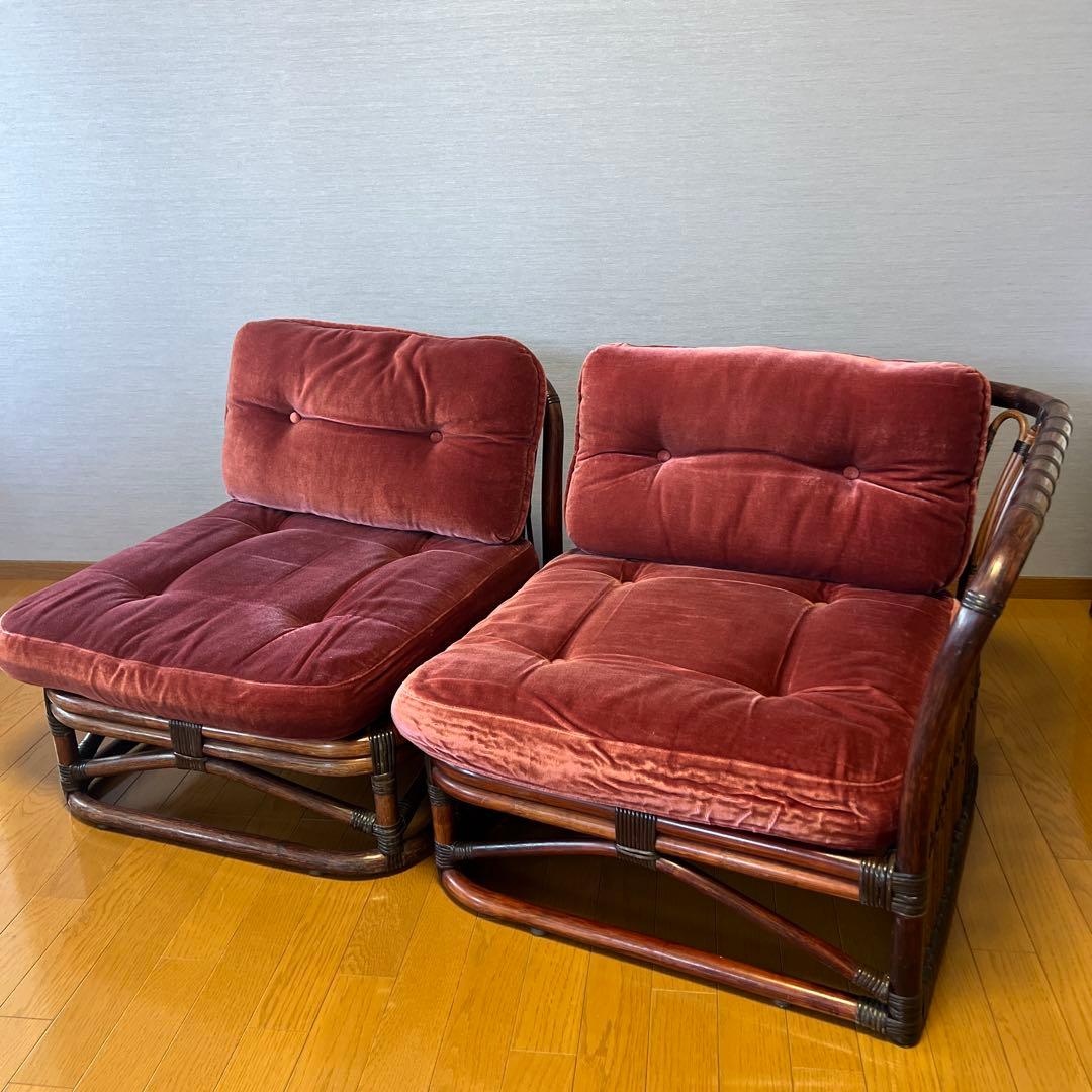 YAMAKAWA ラタン 籐 ヴィンテージ アンティーク ソファ 座椅子 ③