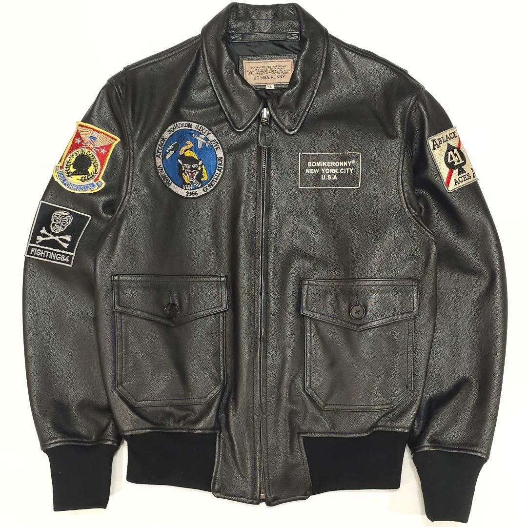 G-1 レザーフライトジャケット CVA-59 空母フォレスタル ブラックエース