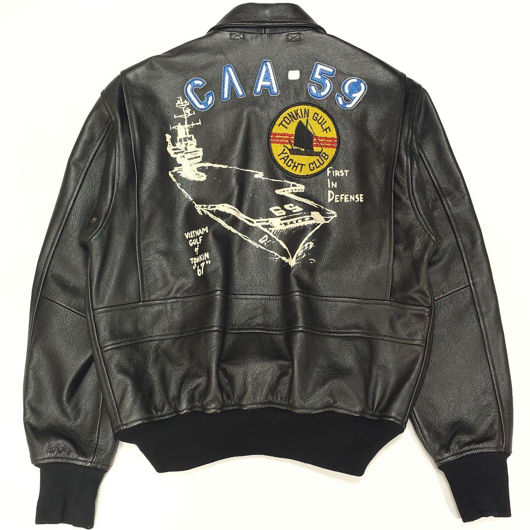 G-1 レザーフライトジャケット CVA-59 空母フォレスタル ブラックエース
