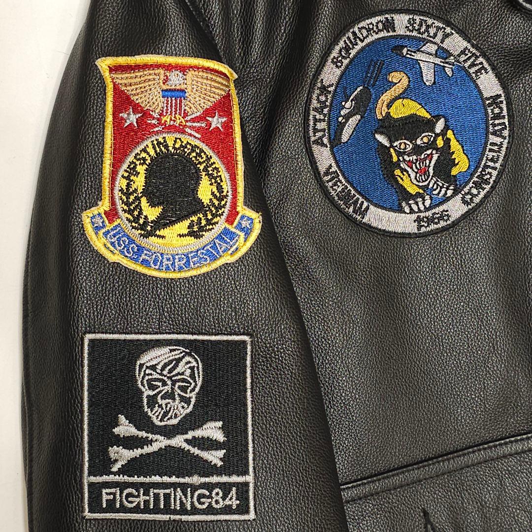 G-1 レザーフライトジャケット CVA-59 空母フォレスタル ブラックエース