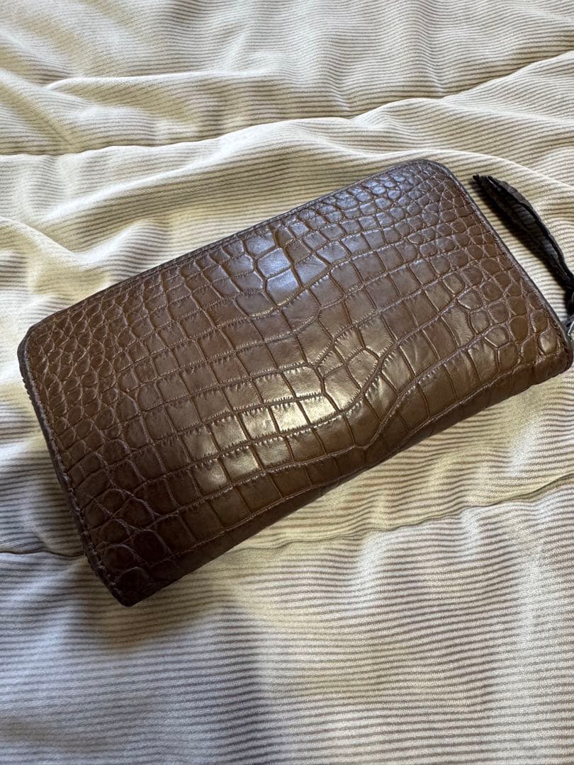 美品！　クロコダイル　ポロサス センター取り　ブラウン　長財布　クリスチャンポー