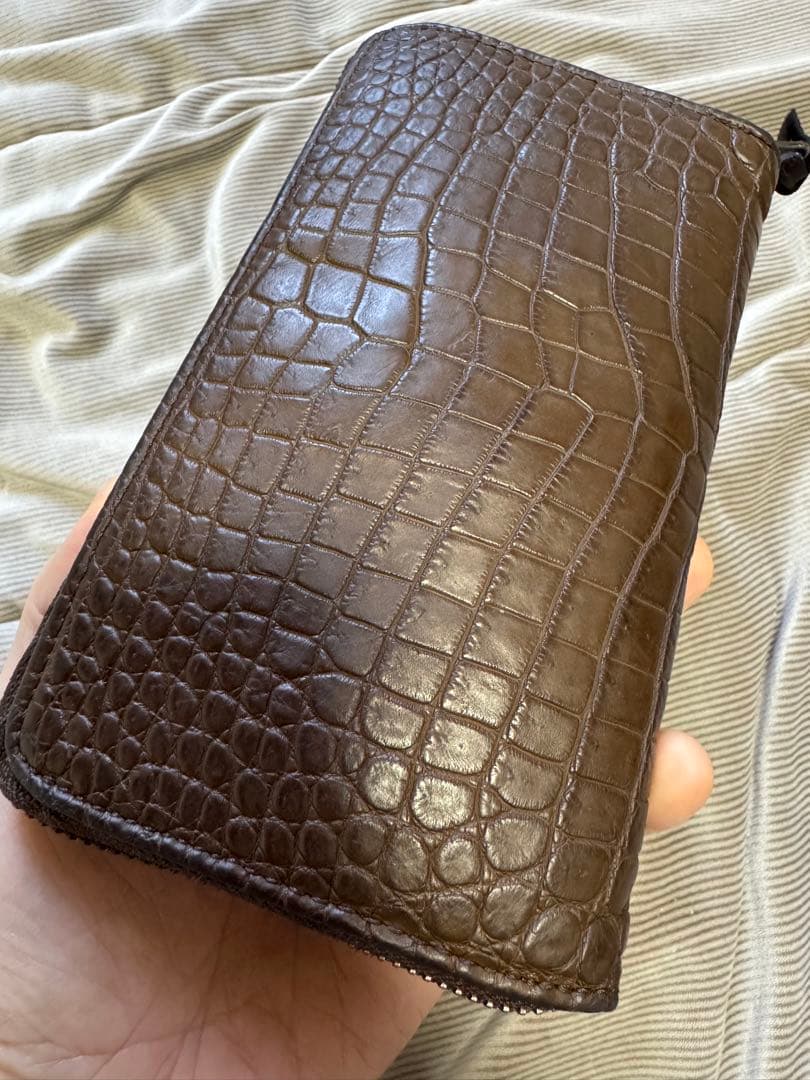 美品！　クロコダイル　ポロサス センター取り　ブラウン　長財布　クリスチャンポー
