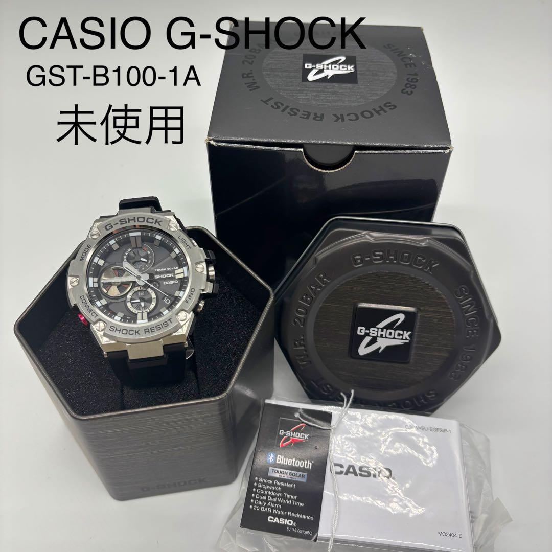 【未使用】CASIO GST-B100 G-SHOCK 黒 ステンレス ラバー