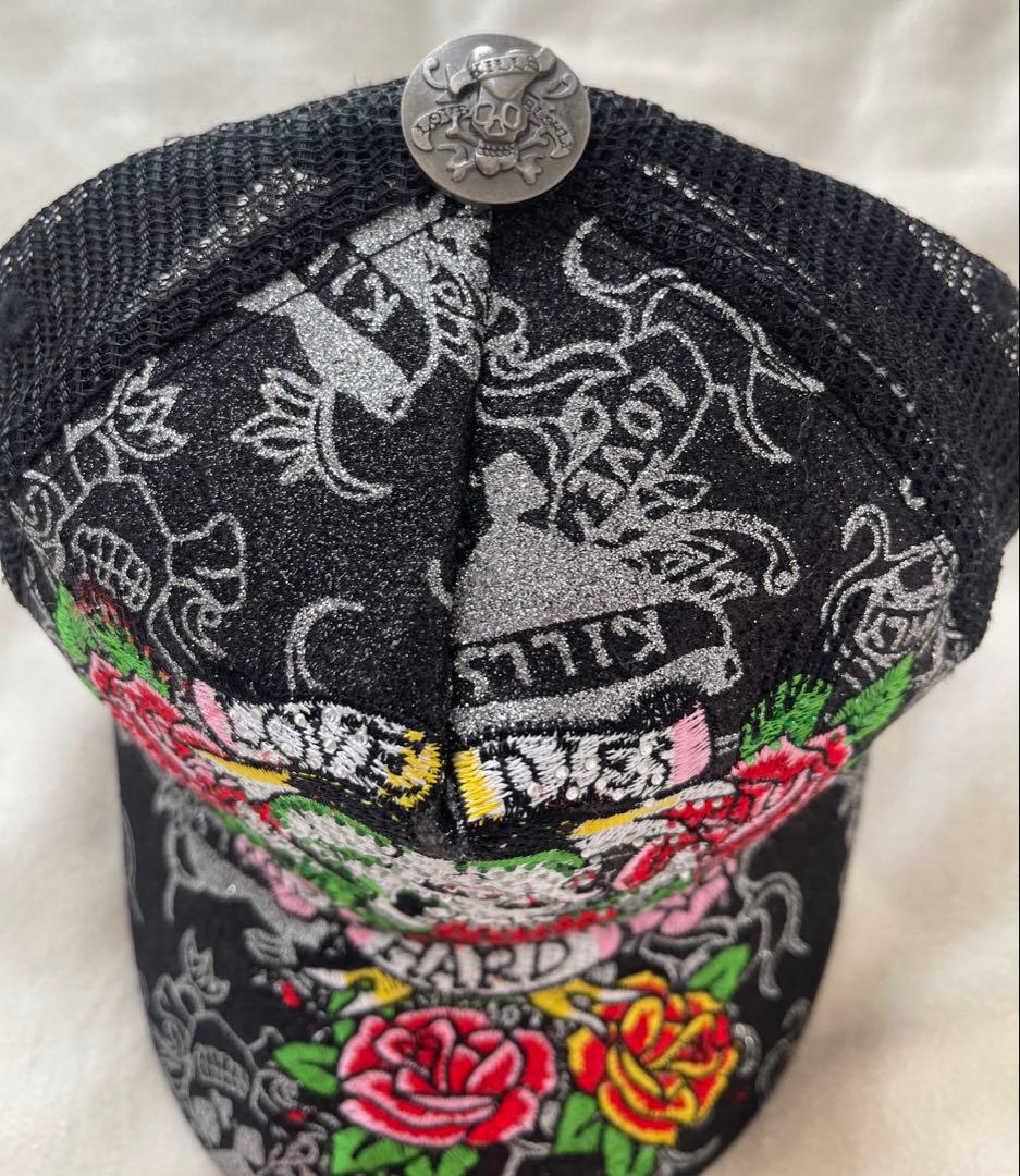 Ed Hardy エドハーディー　スカル　ローズ　刺繍　キャップ