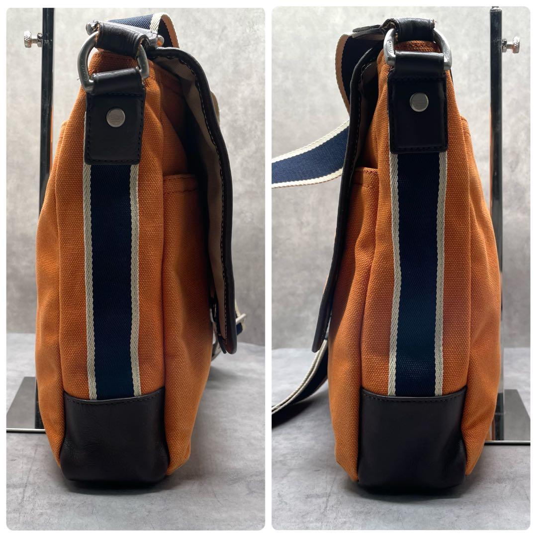 バッグ COACH Orange Canvas Leather Messenger