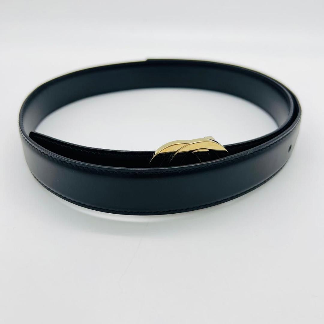 グッチ インターロッキング　G ベルト ゴールド　ブラック レザー メタル