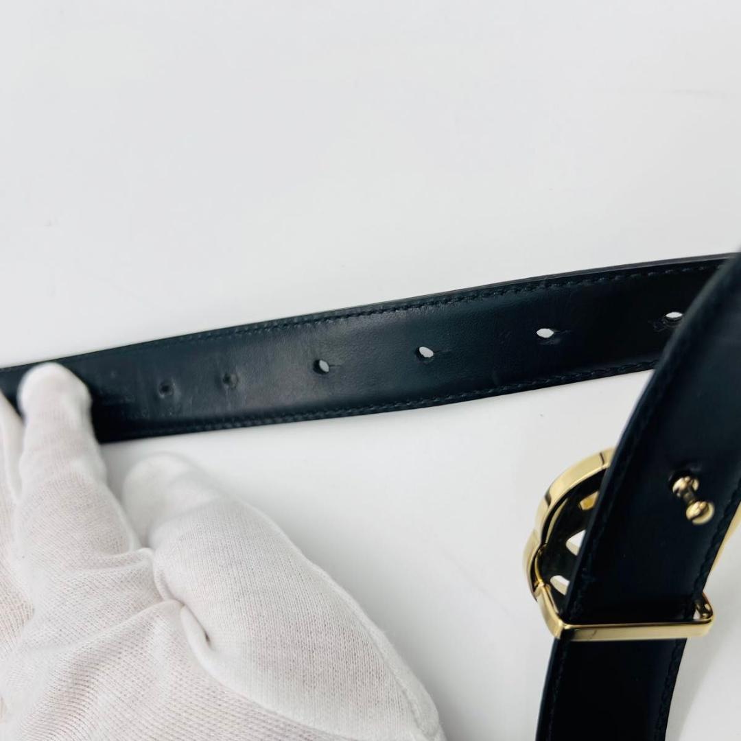 グッチ インターロッキング　G ベルト ゴールド　ブラック レザー メタル