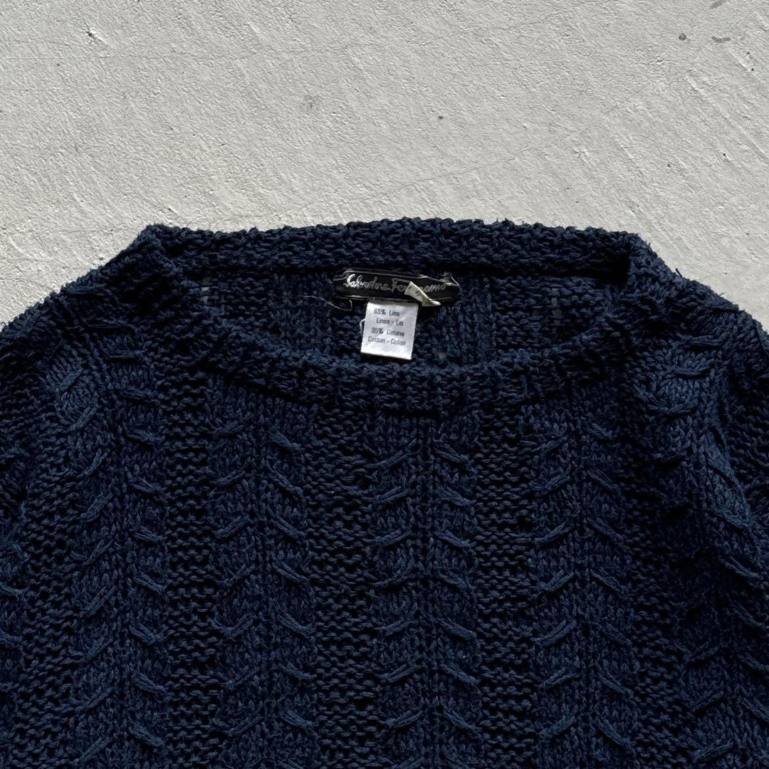 90s salvatore ferragamo ローゲージ ニット ケーブル編み