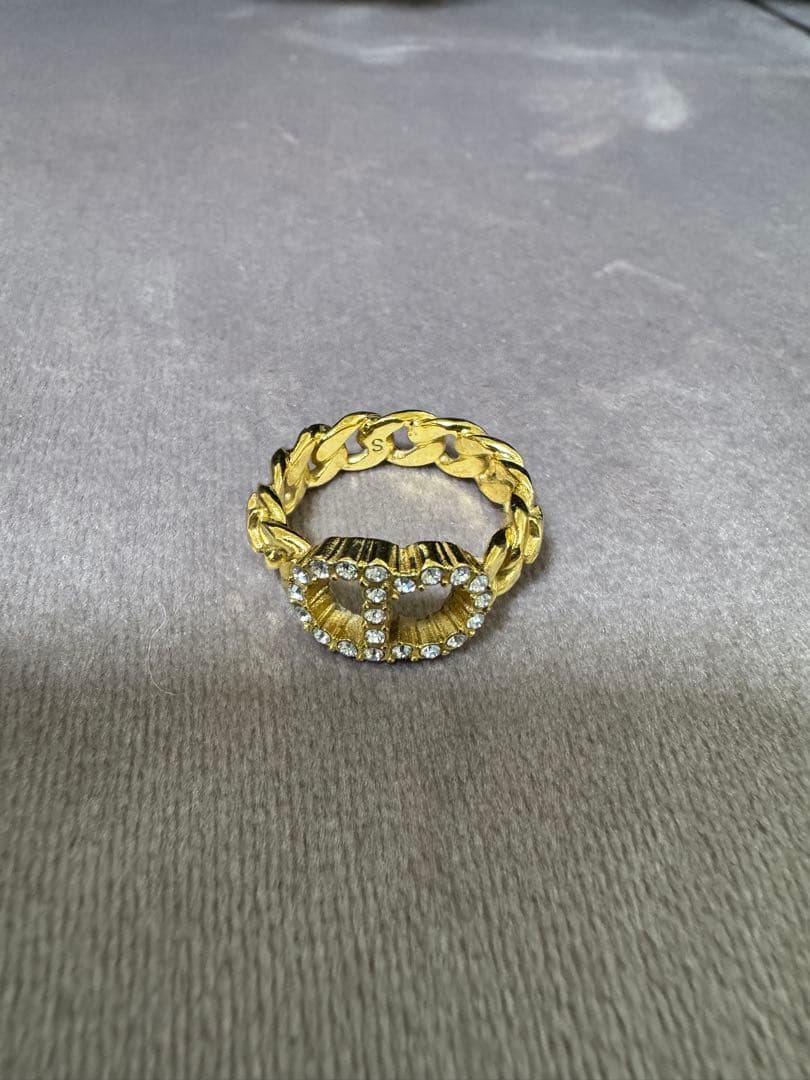 DIOR ゴールド チェーンデザイン リング　Sサイズ