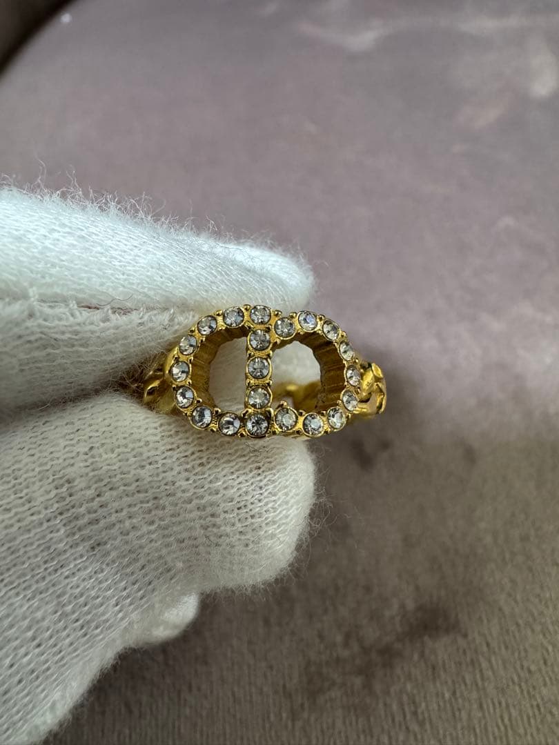 DIOR ゴールド チェーンデザイン リング　Sサイズ