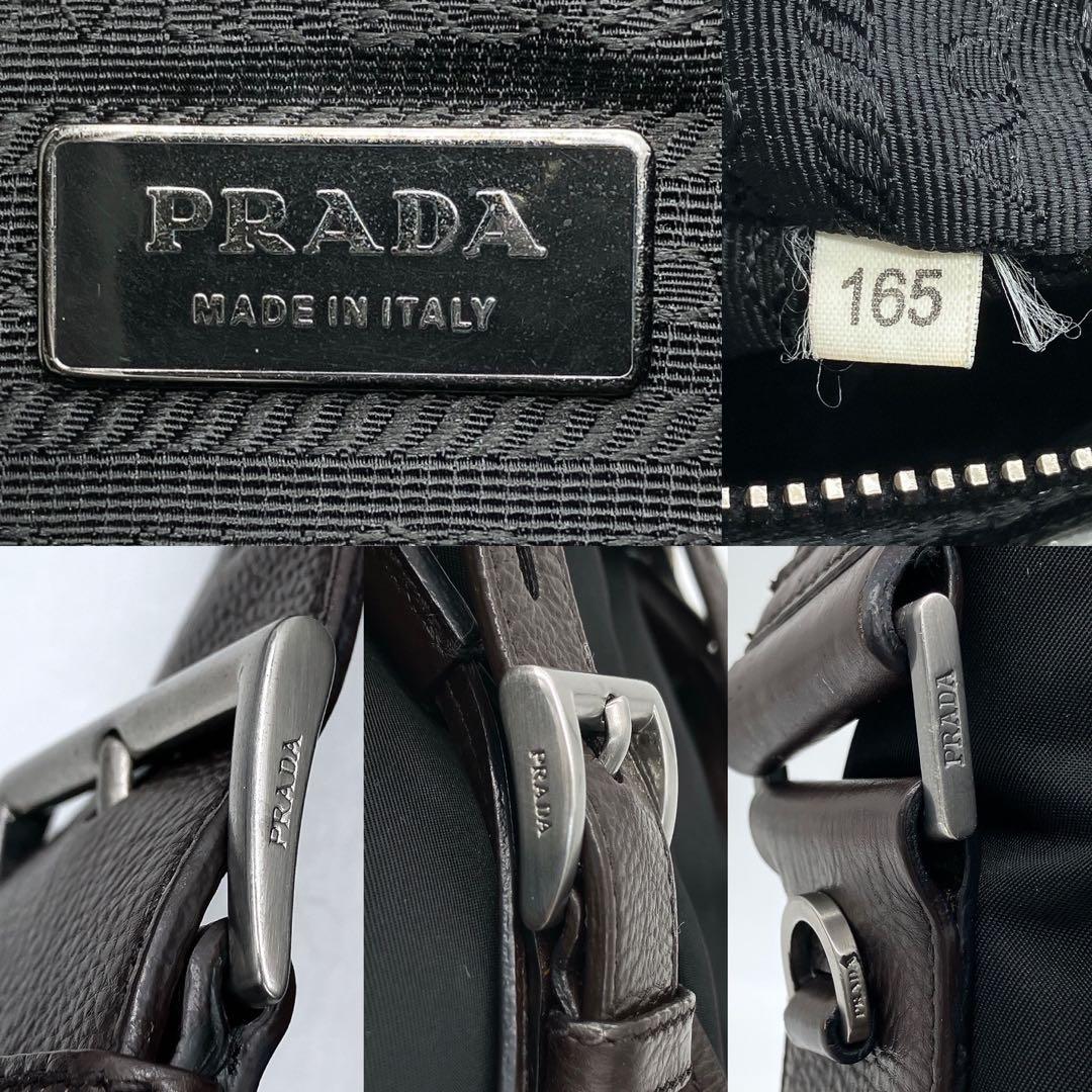 【PRADA】メッセンジャーバッグ　ロゴ型押し　ナイロン　レザー　ブラック