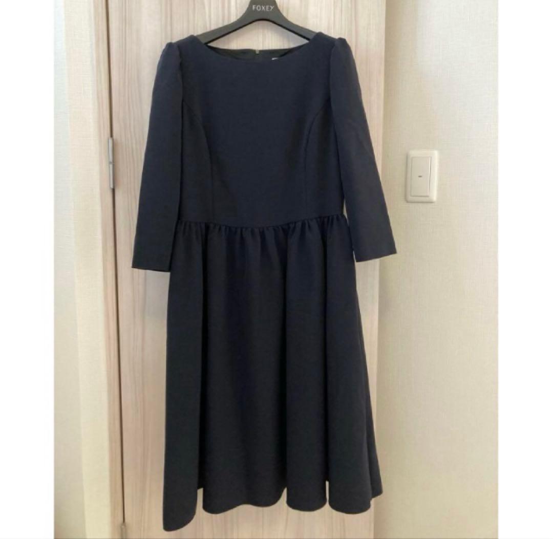 美品　フォクシーニューヨーク ウィンターワンダー ワンピース 38 ネイビー
