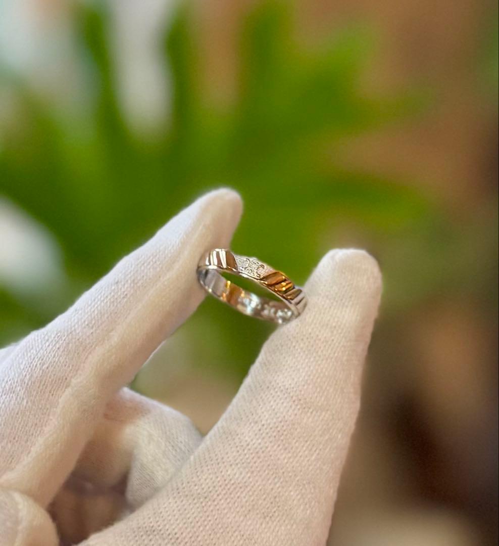 セリーヌ◆Pt850/K18YG*16号*マカダム*コンビリング*CELINE