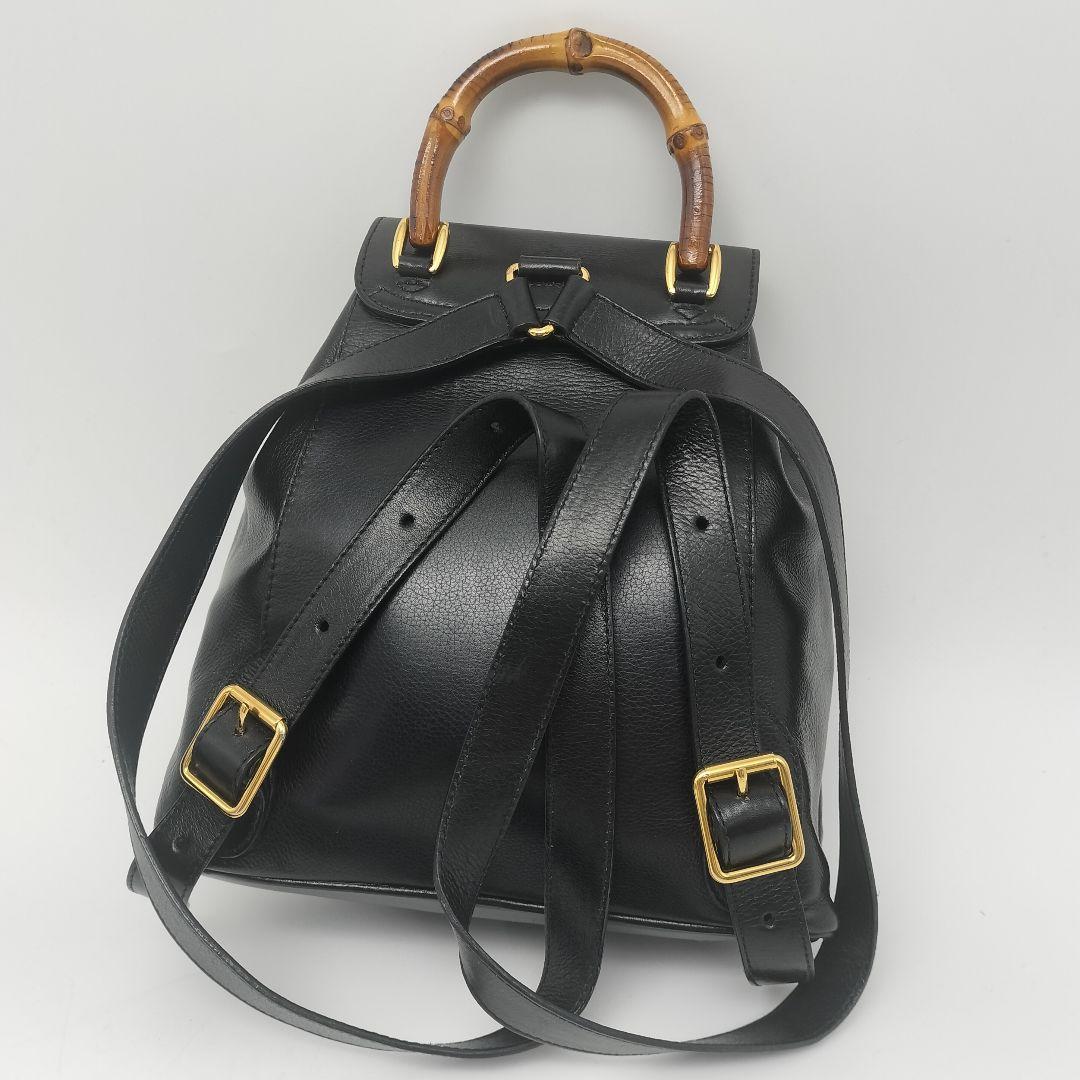 極美品✨グッチ　リュック　バックパック　レザー　バンブー　ブラック　黒