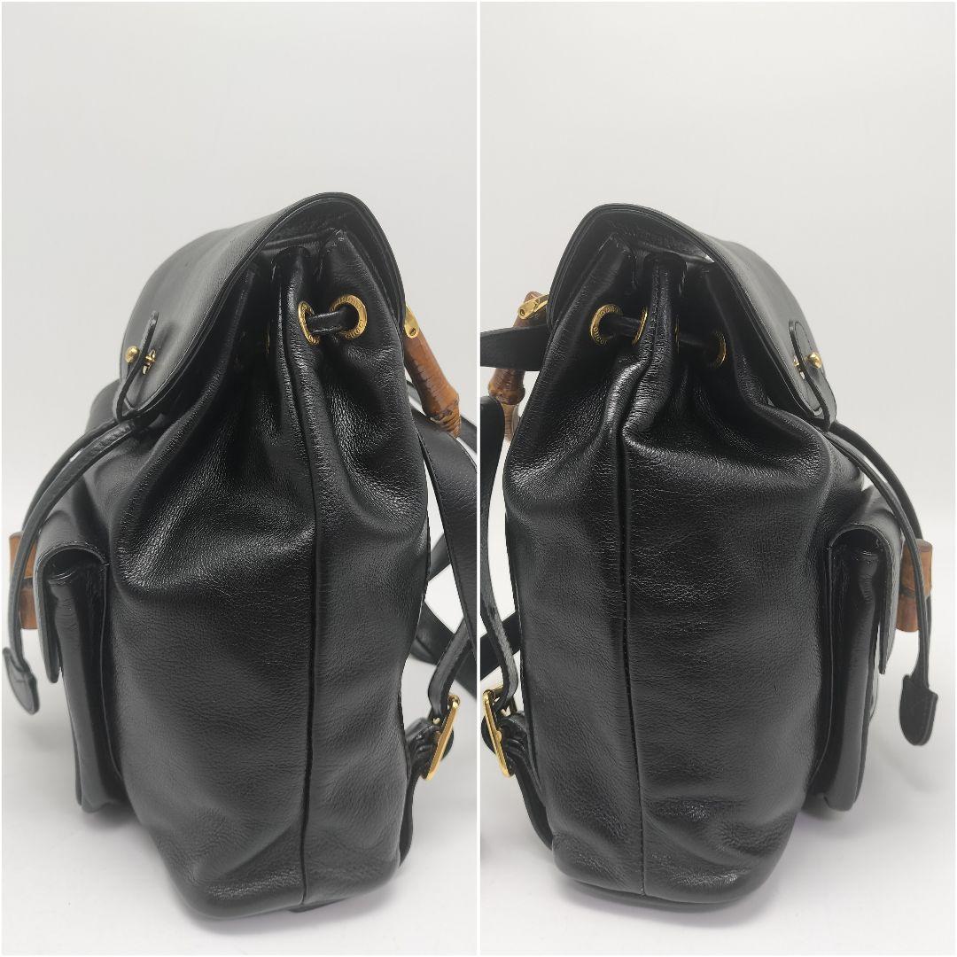 極美品✨グッチ　リュック　バックパック　レザー　バンブー　ブラック　黒