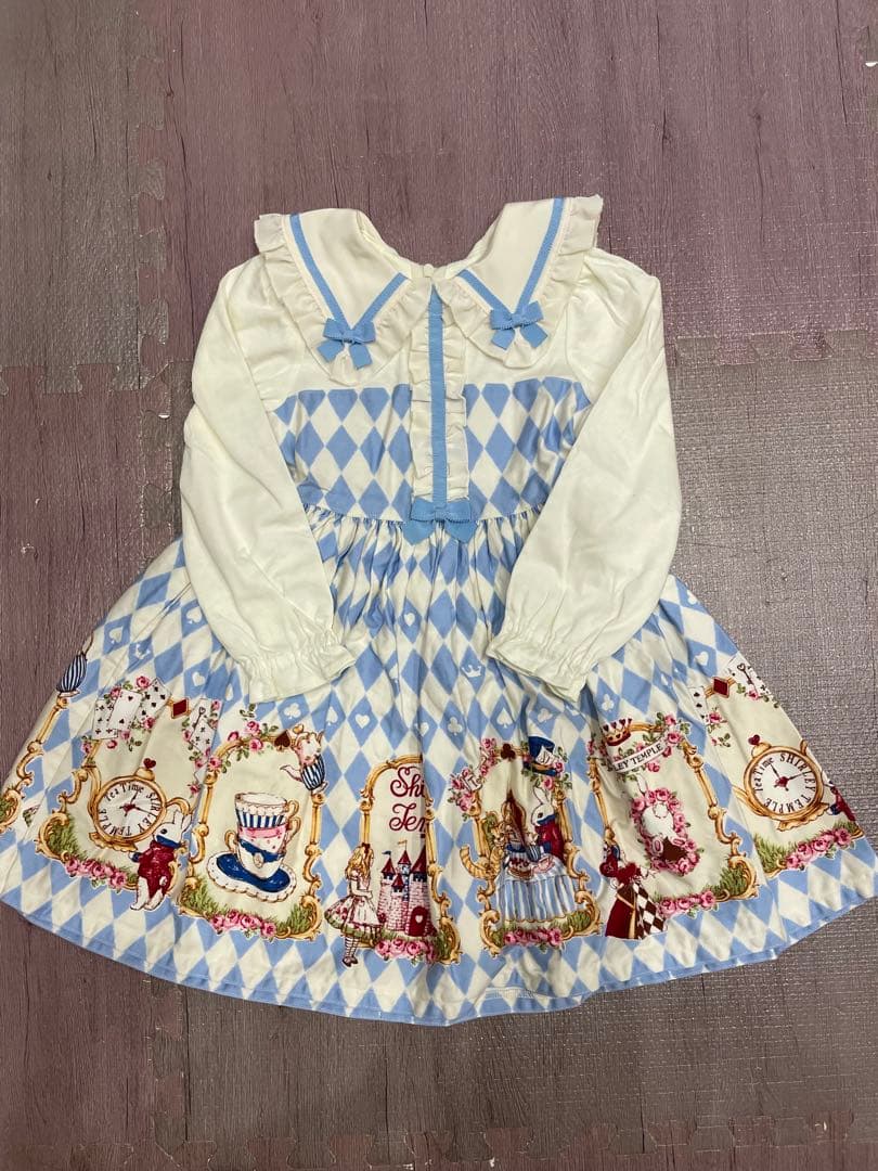 子供用ワンピース 水色 トランプ　シャーリーテンプル