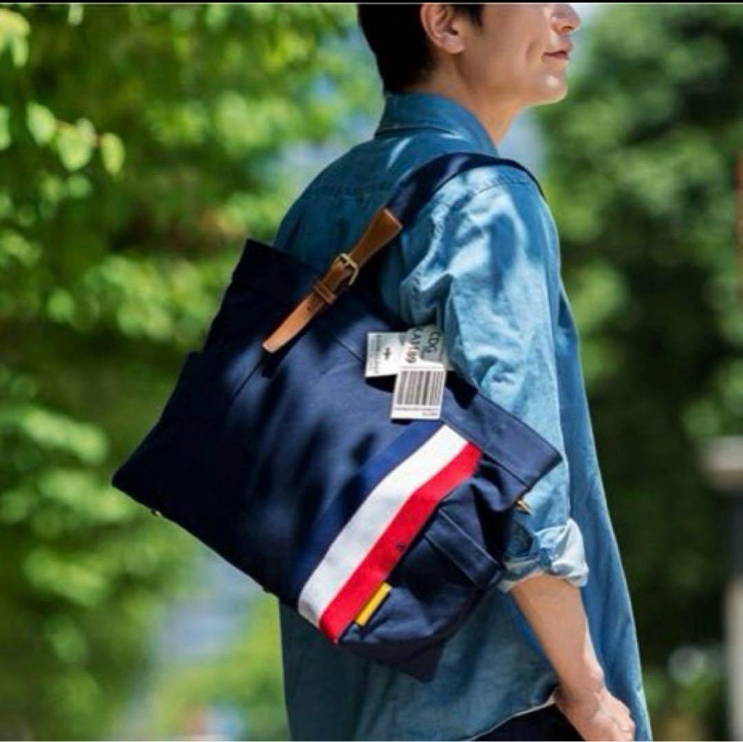 未開封　ダブルループ フランス×ネイビー/帆布トートバッグ 日本製 藤巻百貨店