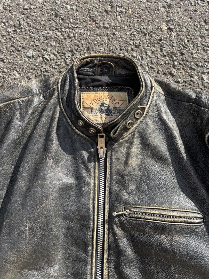 FOORSTEP ライダース　革ジャン　牛革　エイジング　ヴィンテージ　Lサイズ