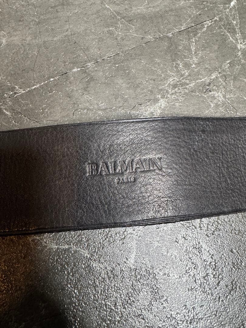 【送料無料】バルマン/BALMAIN ブラックレザーベルト