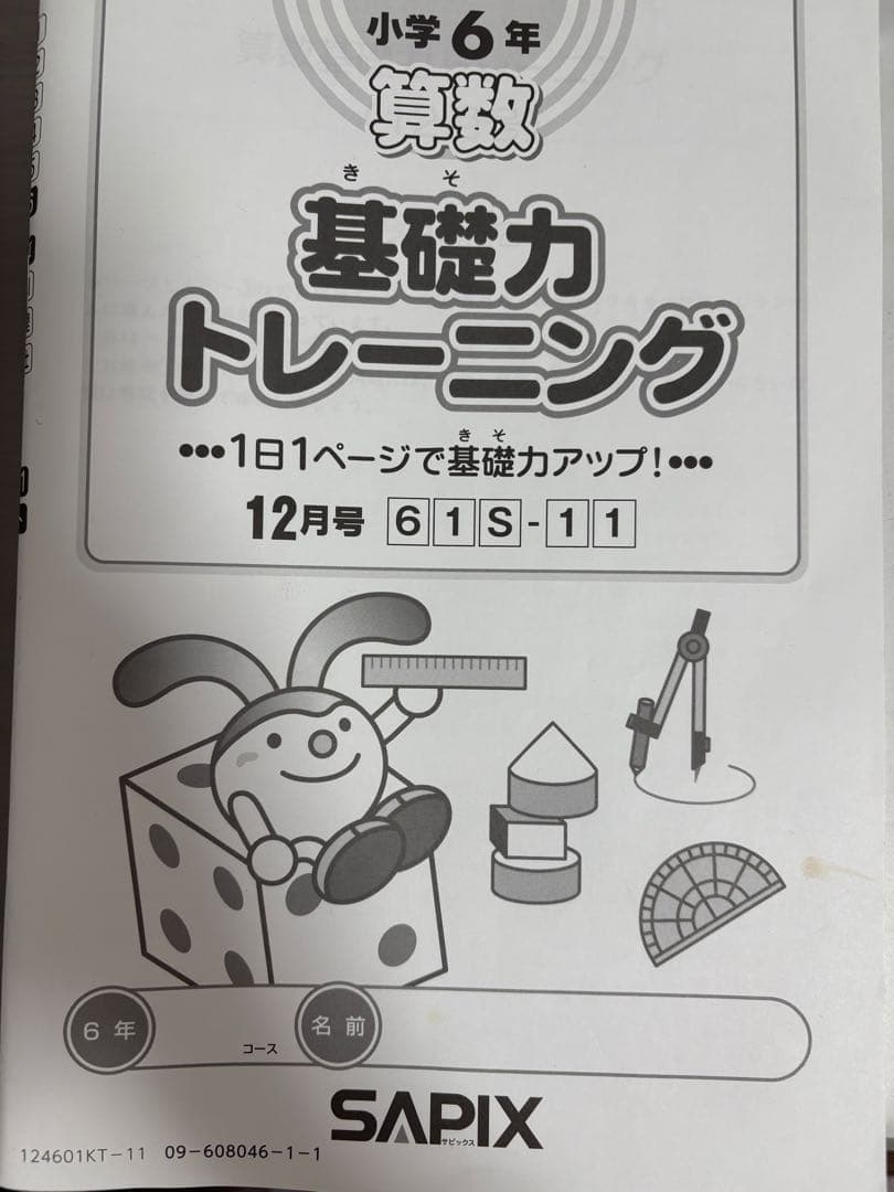 【新品未使用】SAPIX6年算数基礎トレーニング12冊セット