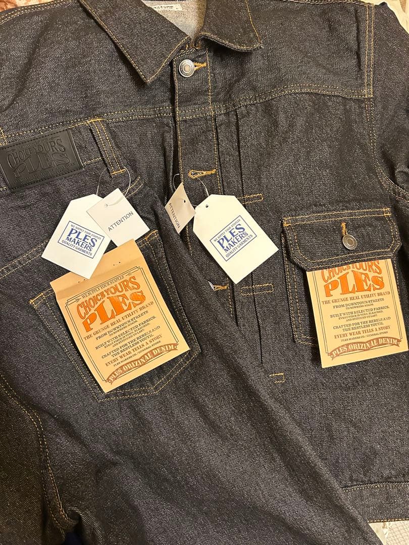 デニムセットアップ PLES Trucker JACKET & PANTS 黒