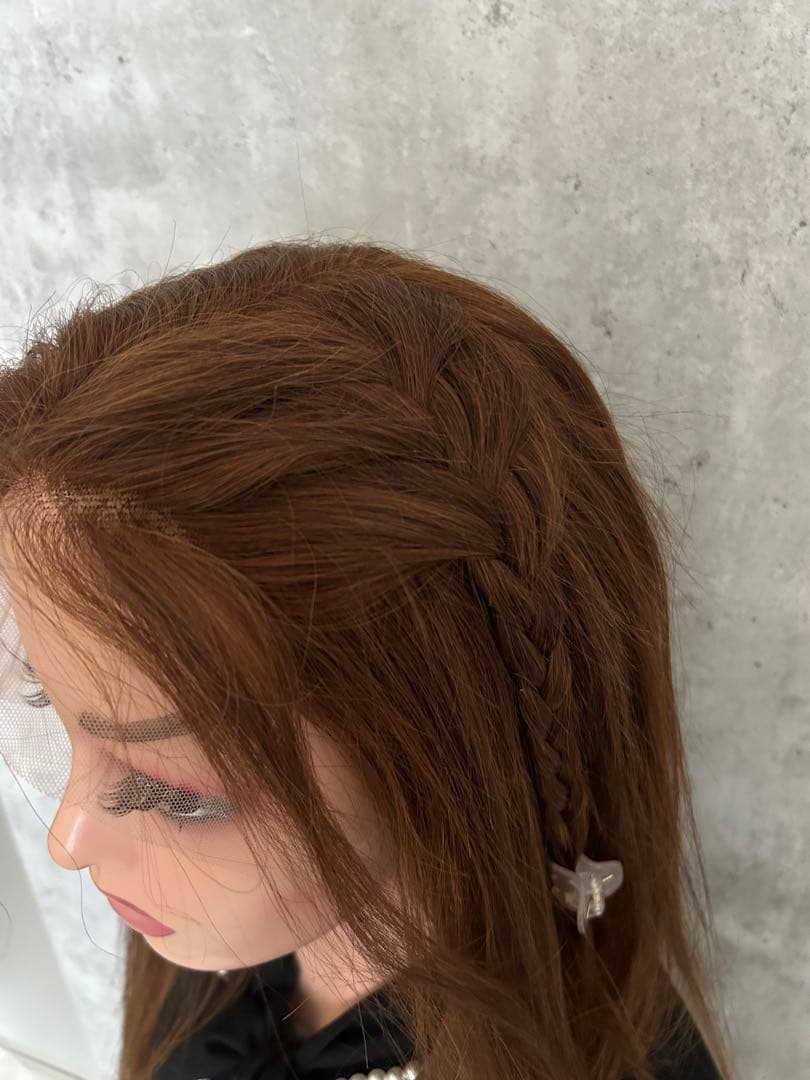 【新品未使用】人毛100％ フロントレース ロング／チョコレートブラウン