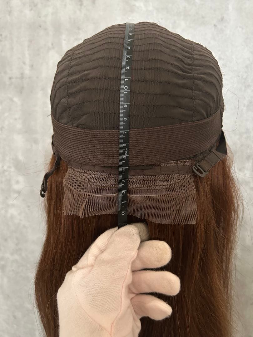 【新品未使用】人毛100％ フロントレース ロング／チョコレートブラウン