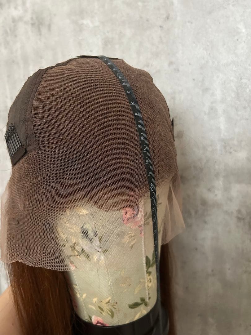 【新品未使用】人毛100％ フロントレース ロング／チョコレートブラウン